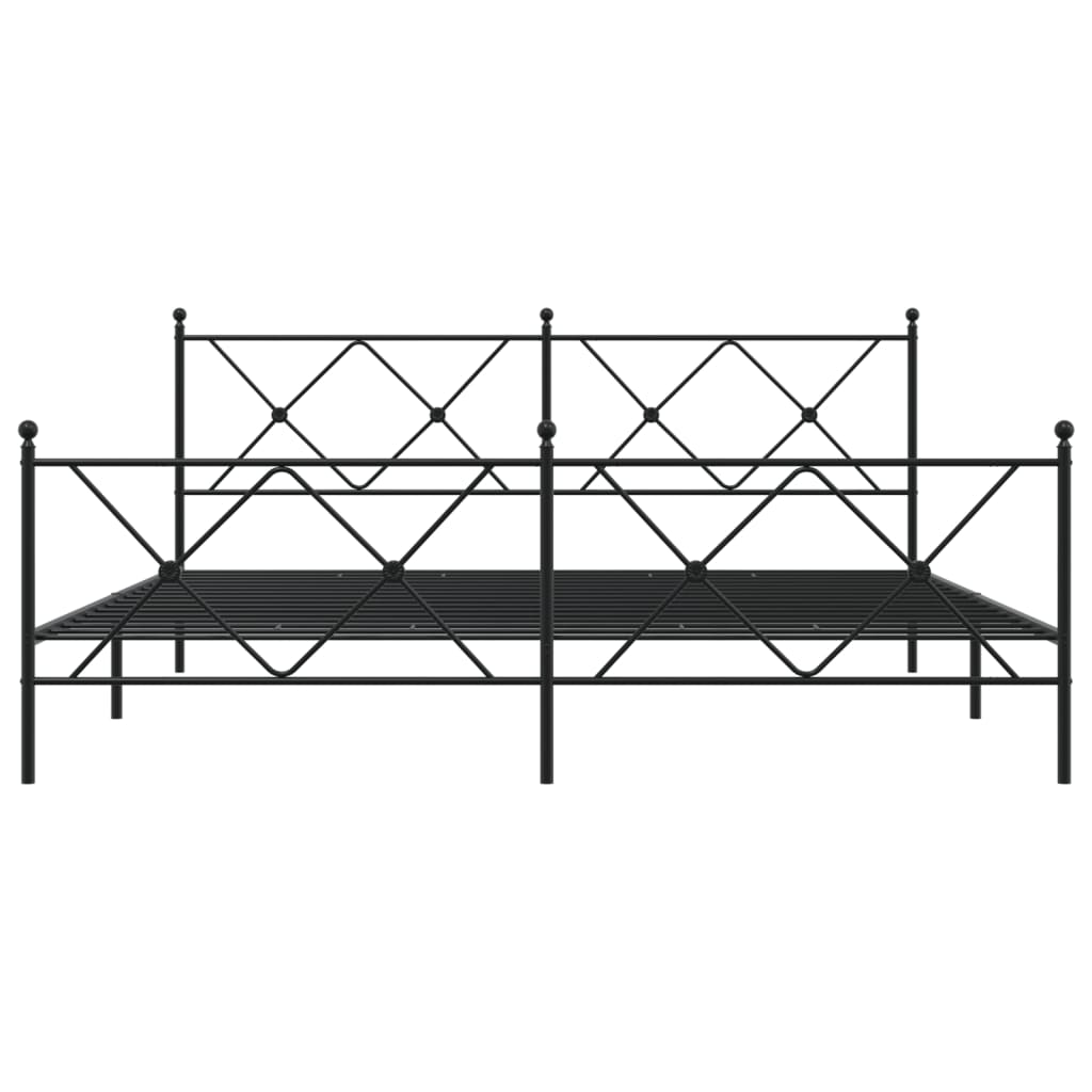 Bed frame with head and footboard metal black 183x213 cm