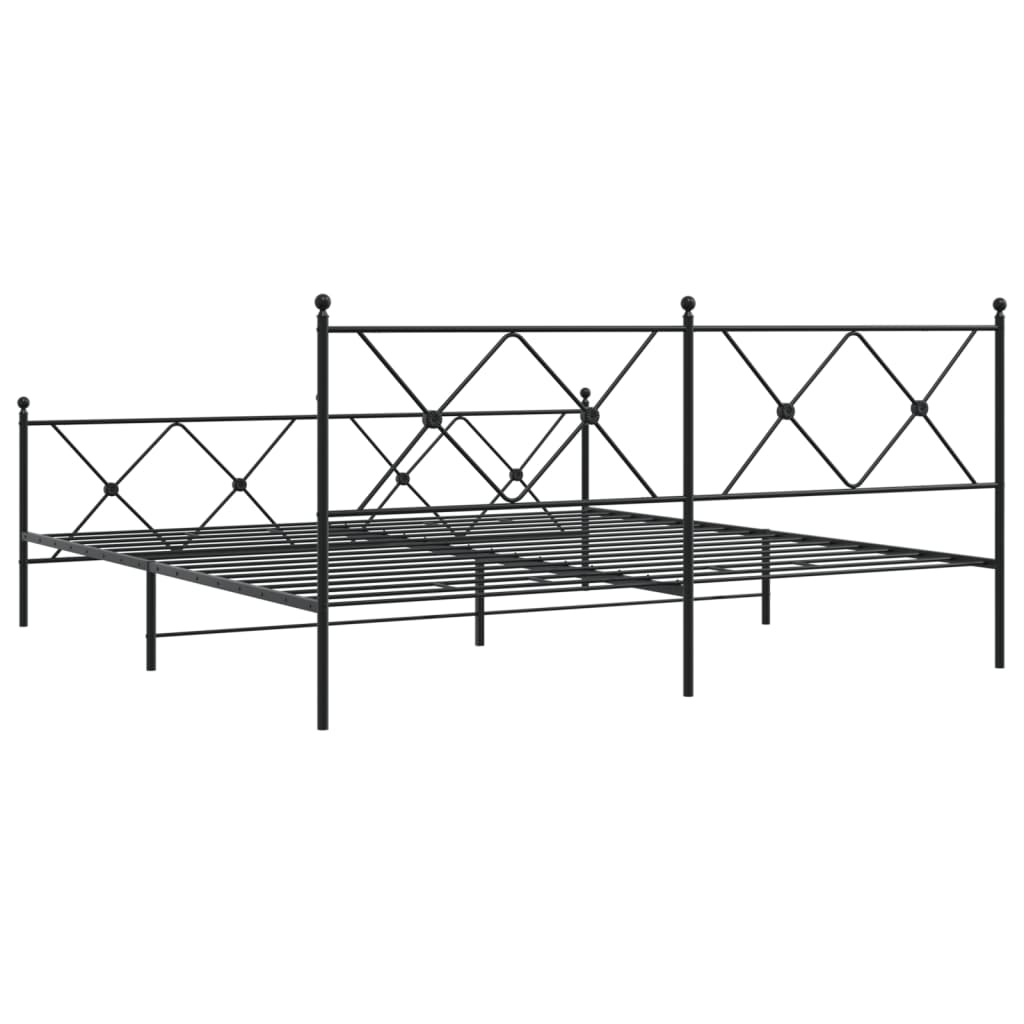 Bed frame with head and footboard metal black 183x213 cm