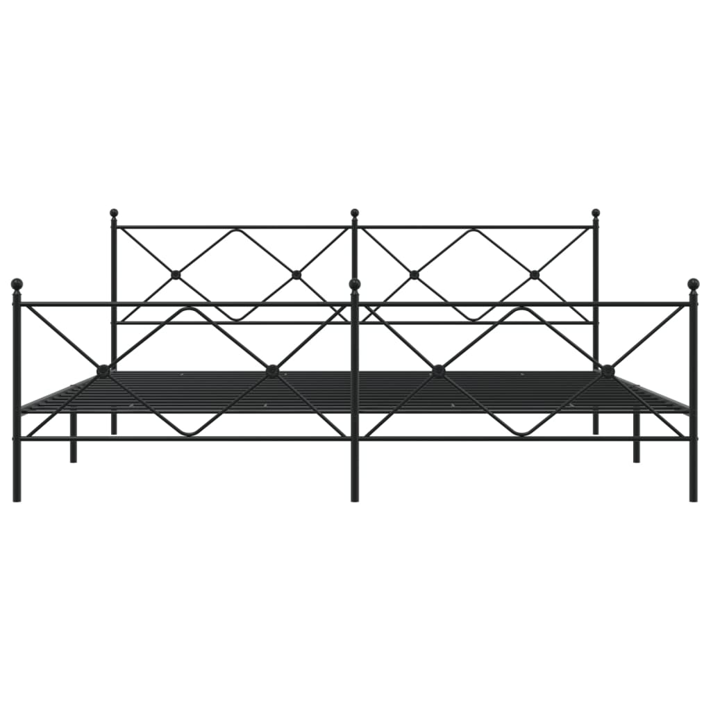 Bed frame with head and footboard metal black 193x203 cm