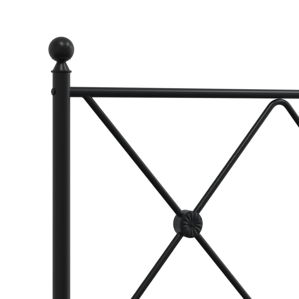 Bed frame with head and footboard metal black 193x203 cm