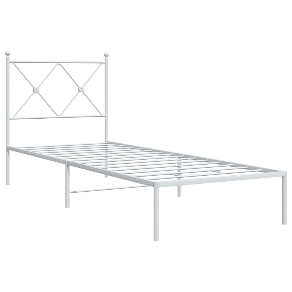 Bed frame with headboard metal white 80x200 cm