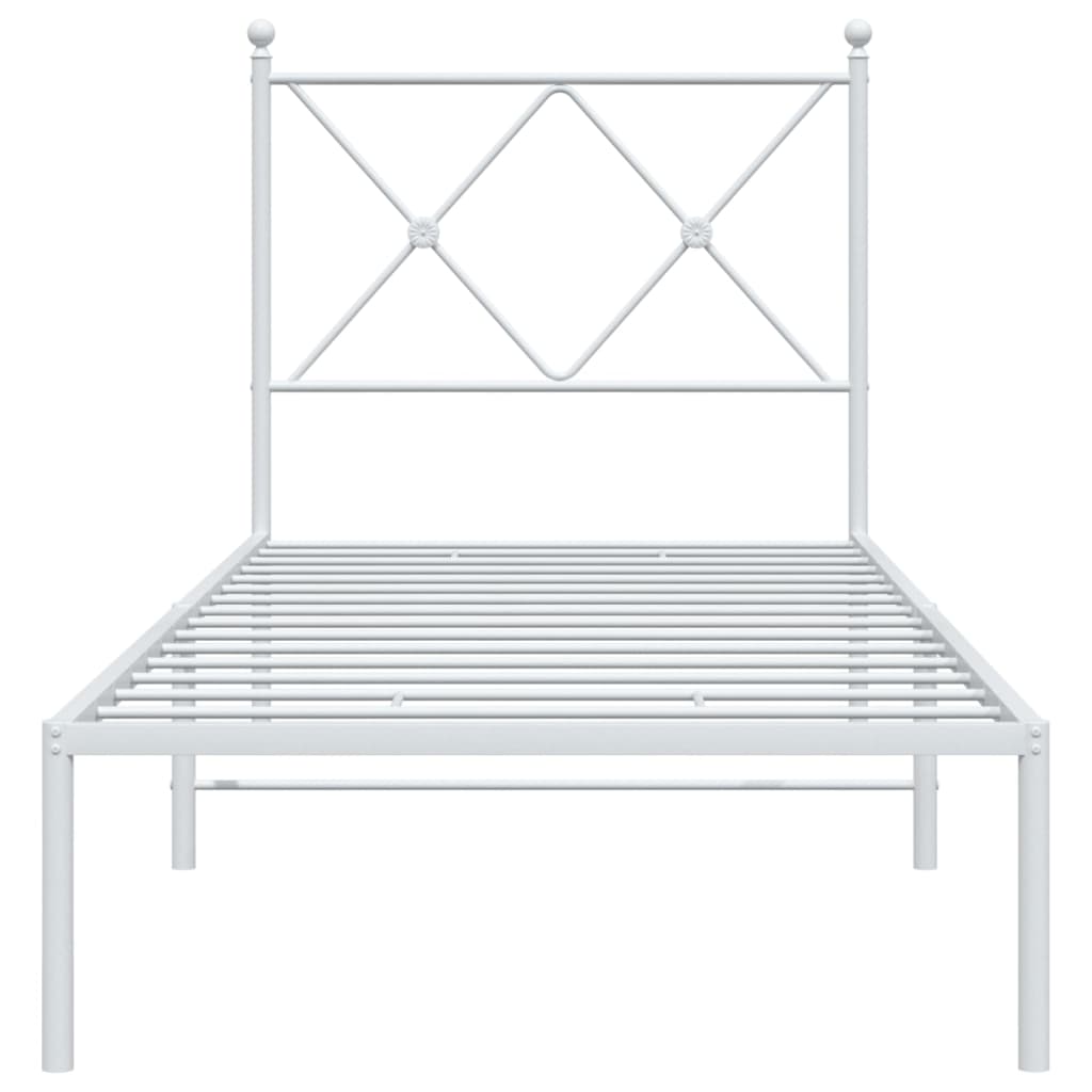 Bed frame with headboard metal white 80x200 cm