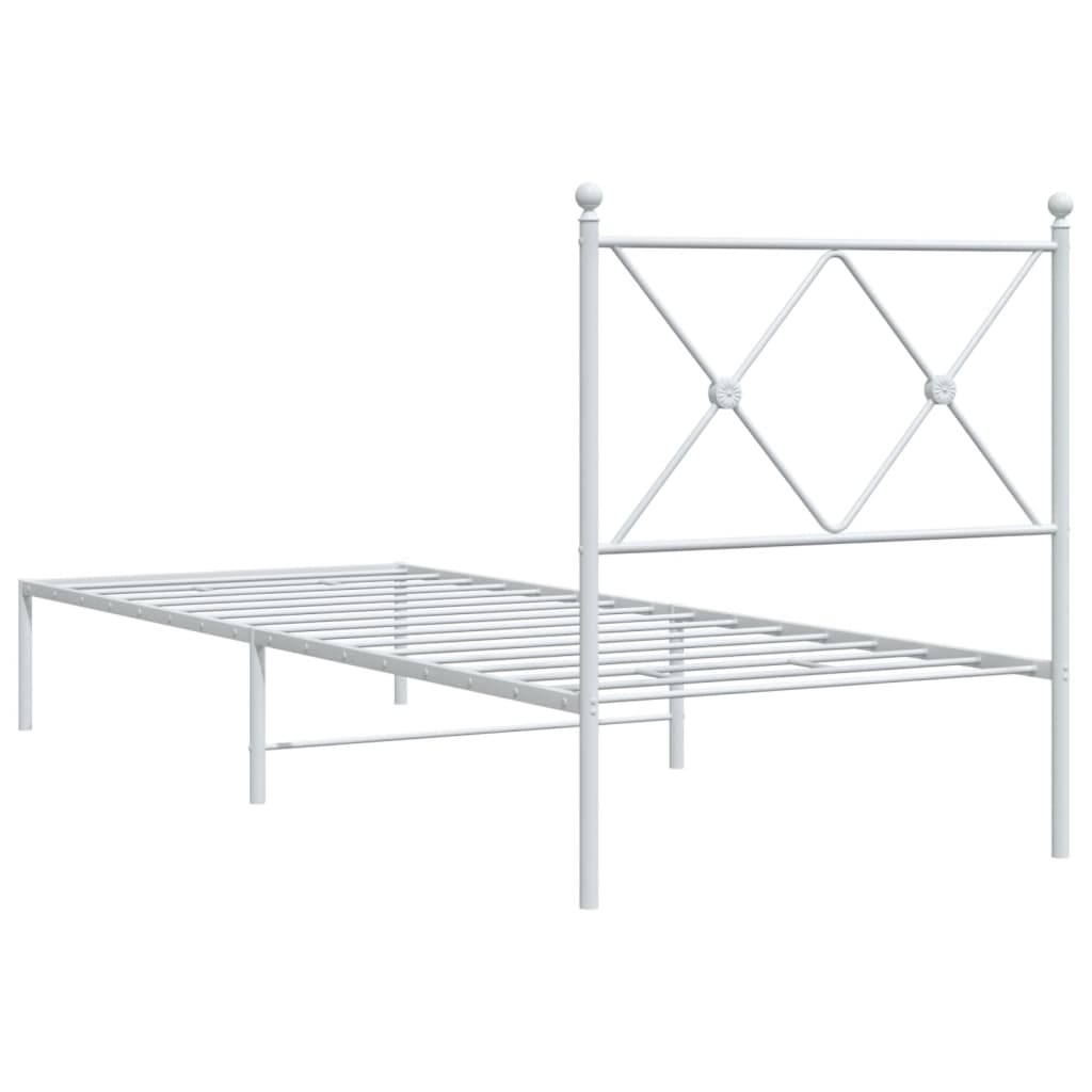 Bed frame with headboard metal white 80x200 cm