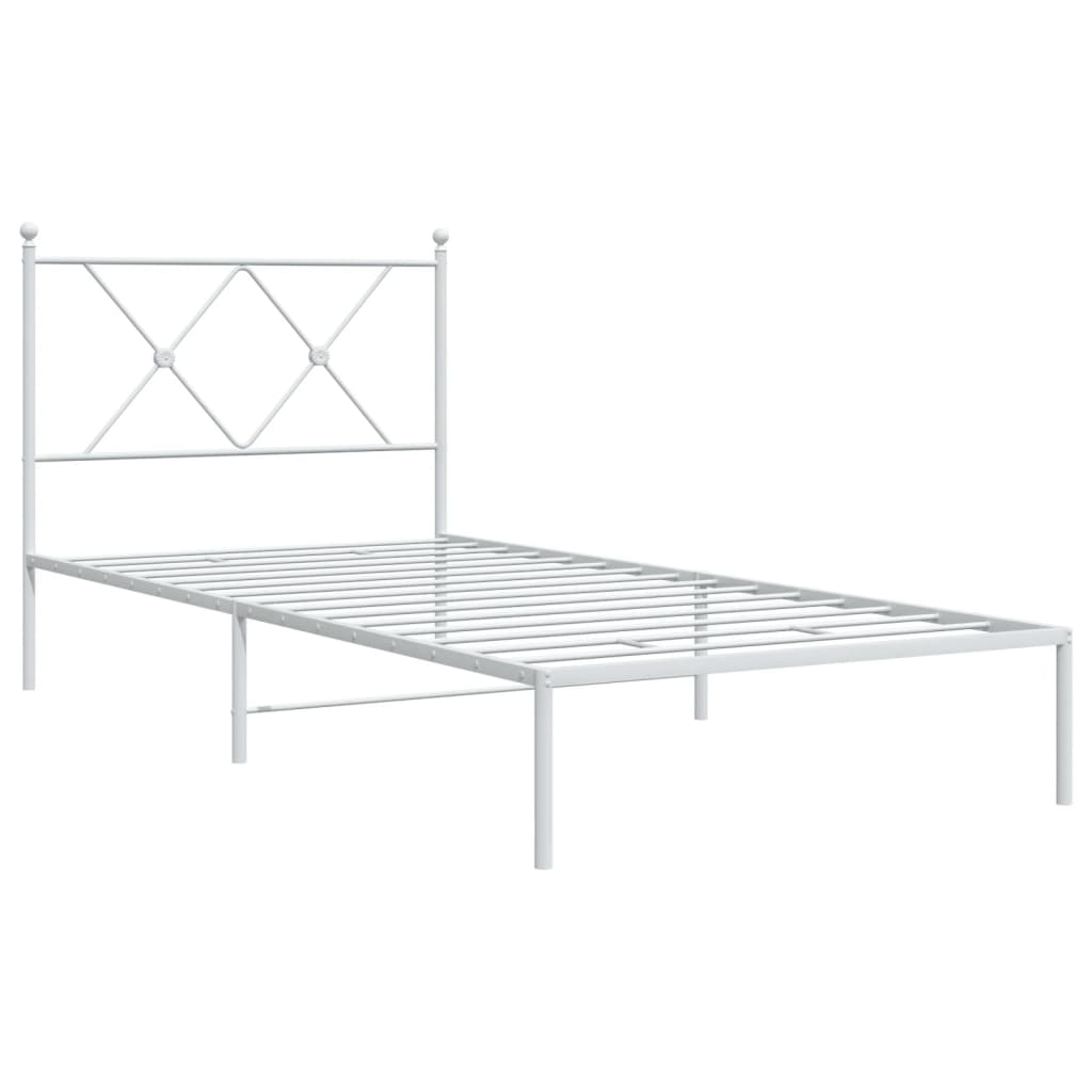 Bed frame with headboard metal white 90x190 cm