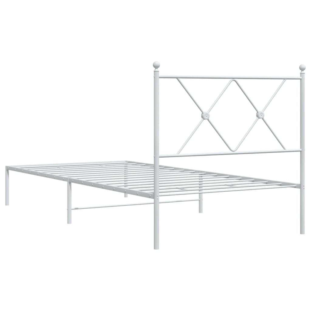 Bed frame with headboard metal white 90x190 cm
