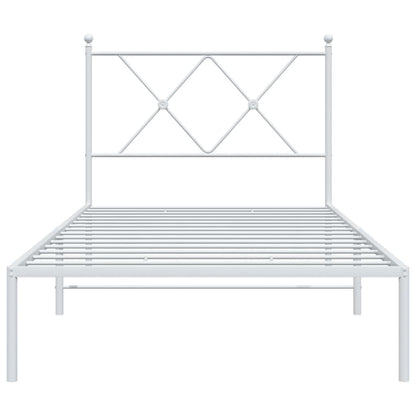 Bettgestell mit Kopfteil Metall Weiß 90x200 cm