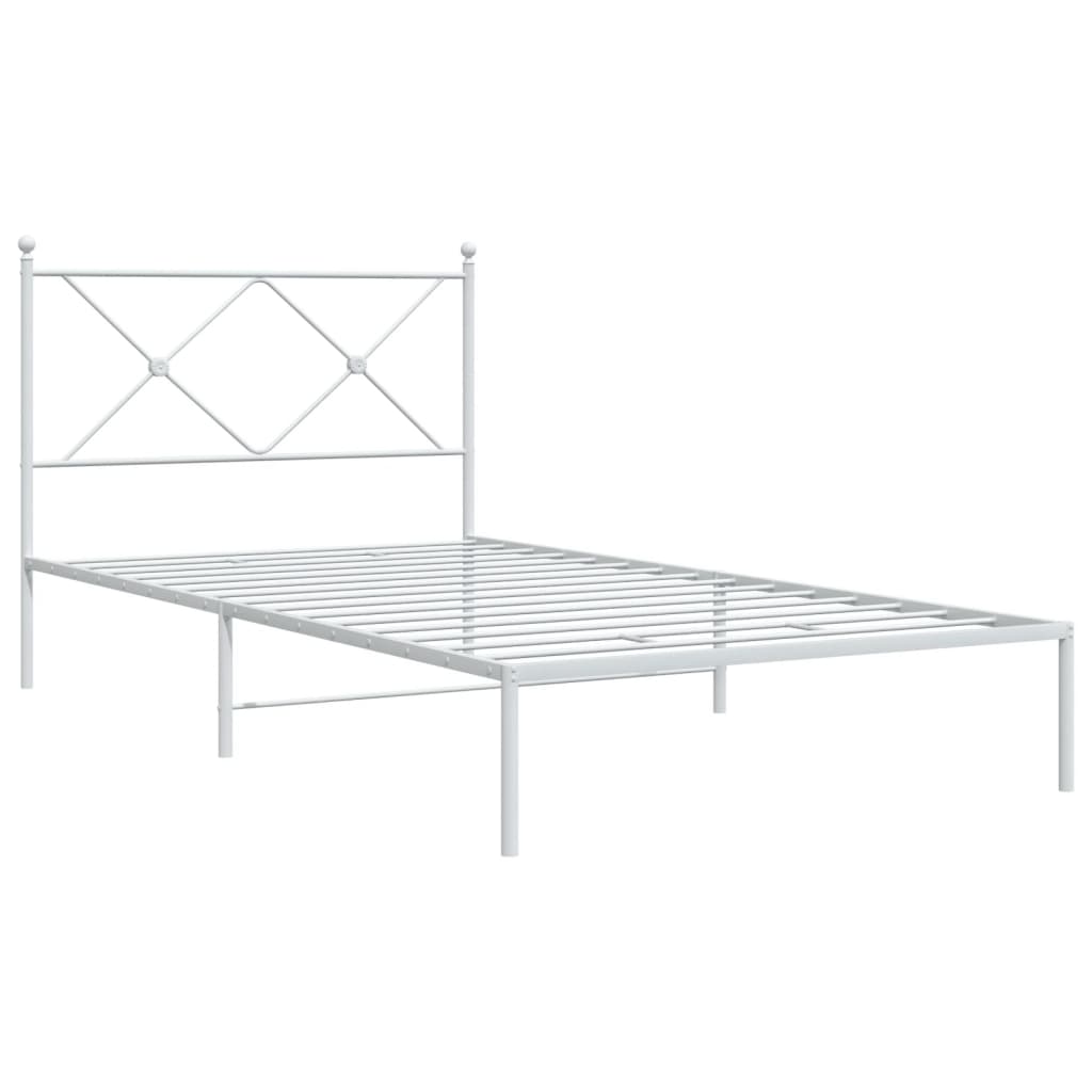 Bed frame with headboard metal white 100x190 cm