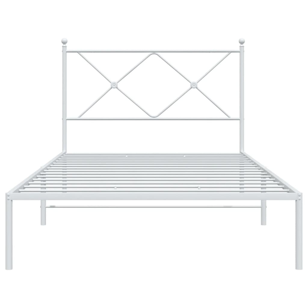 Bed frame with headboard metal white 100x200 cm