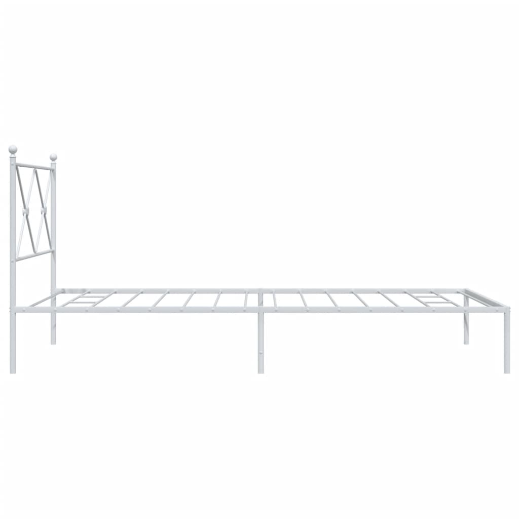 Bed frame with headboard metal white 100x200 cm