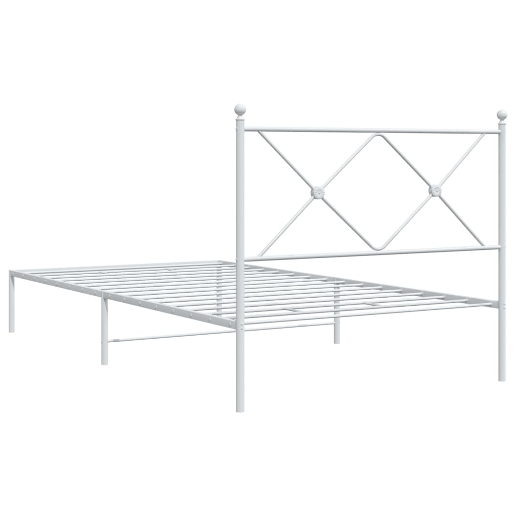 Bed frame with headboard metal white 100x200 cm