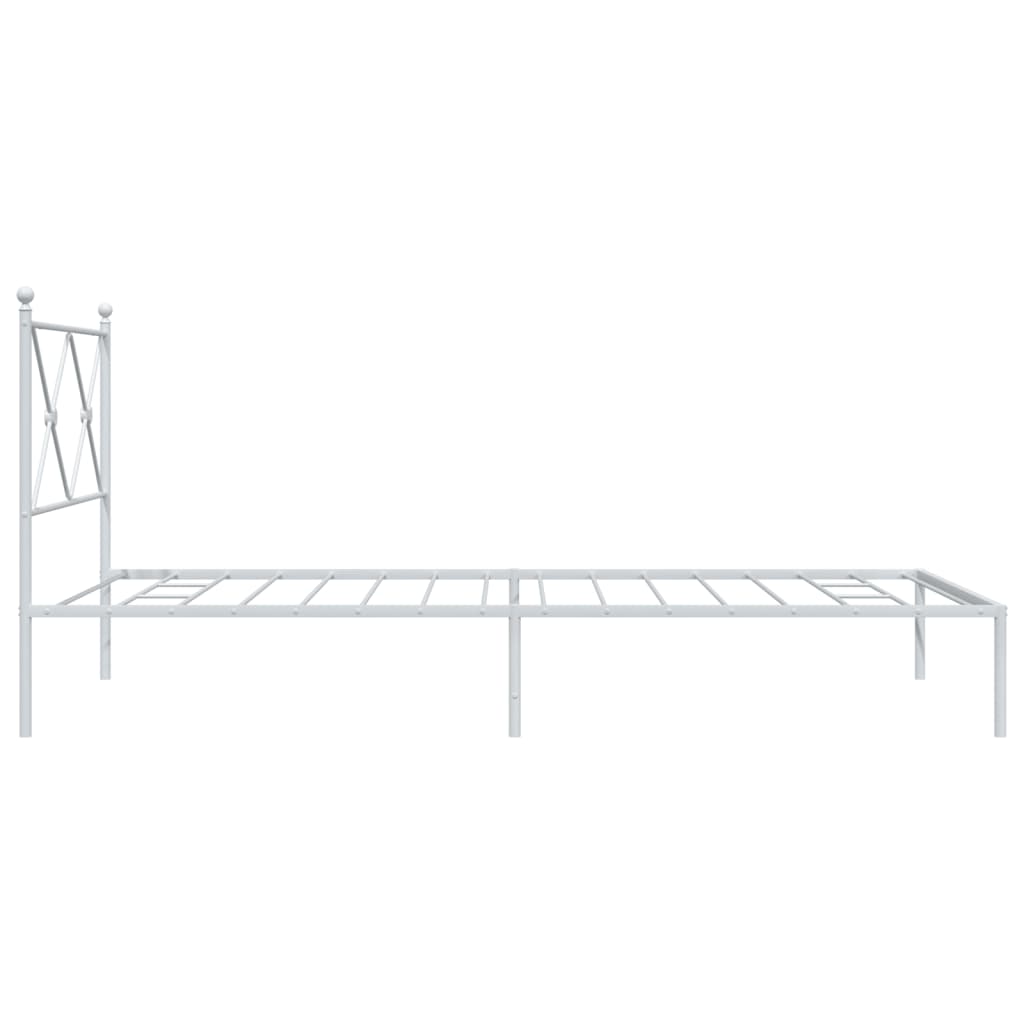 Bed frame with headboard metal white 107x203 cm