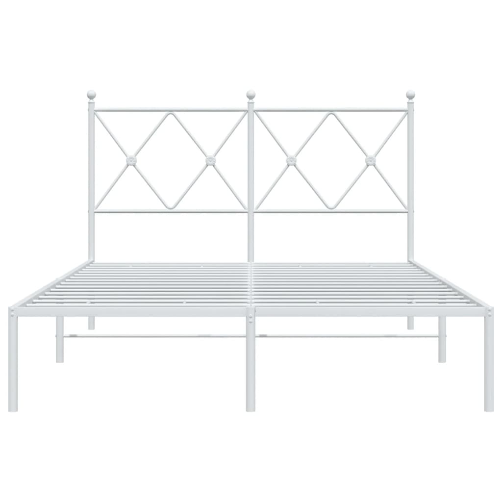 Bed frame with headboard metal white 120x190 cm