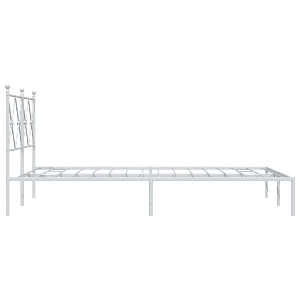 Bed frame with headboard metal white 120x190 cm