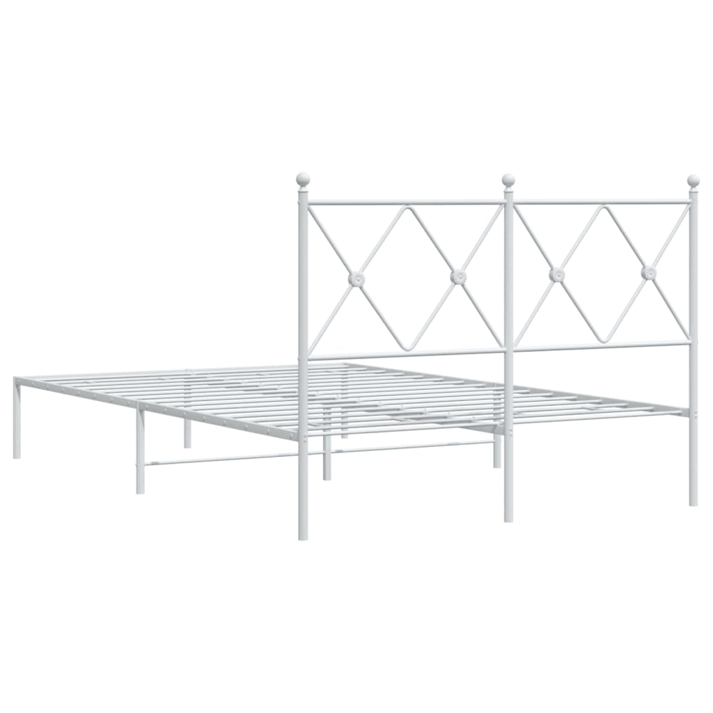 Bed frame with headboard metal white 120x190 cm