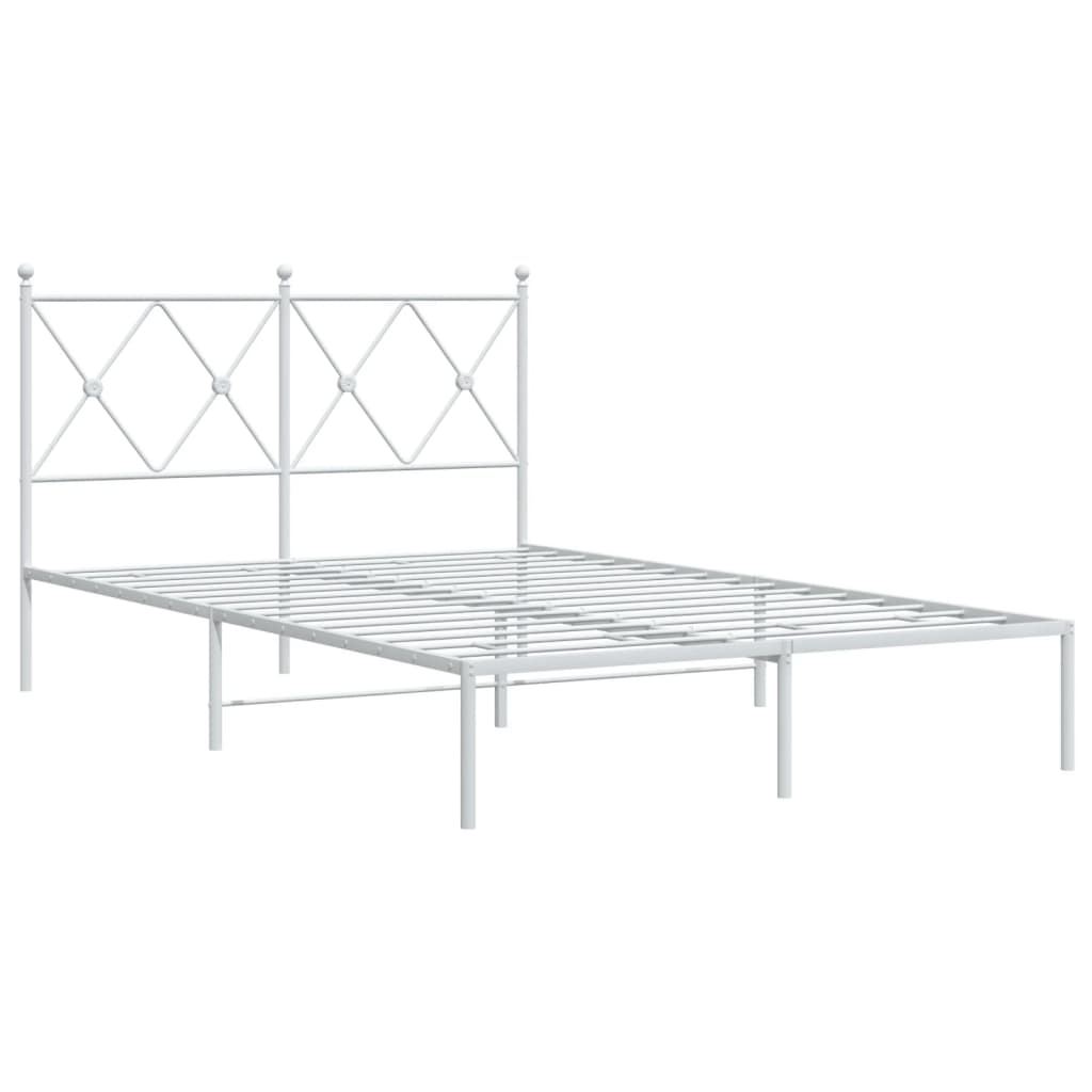 Bed frame with headboard metal white 120x200 cm