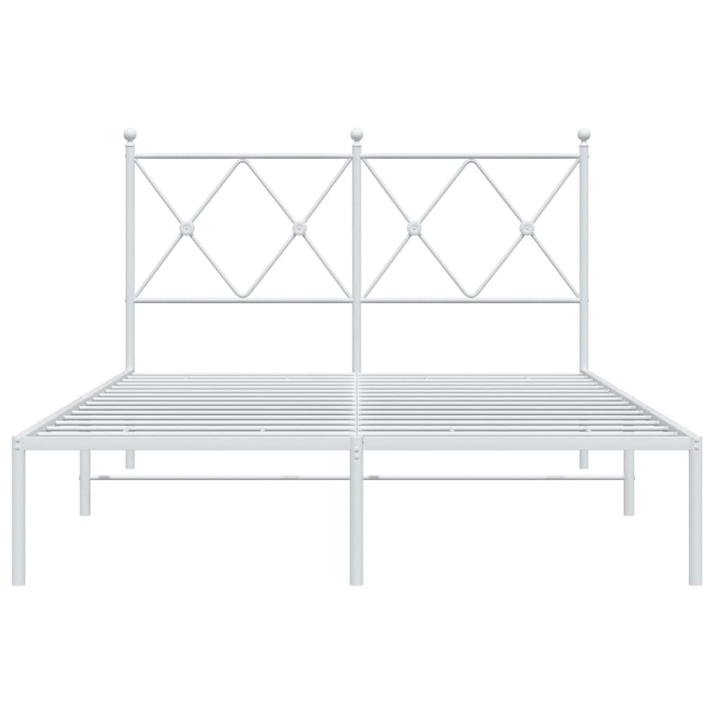 Bed frame with headboard metal white 120x200 cm