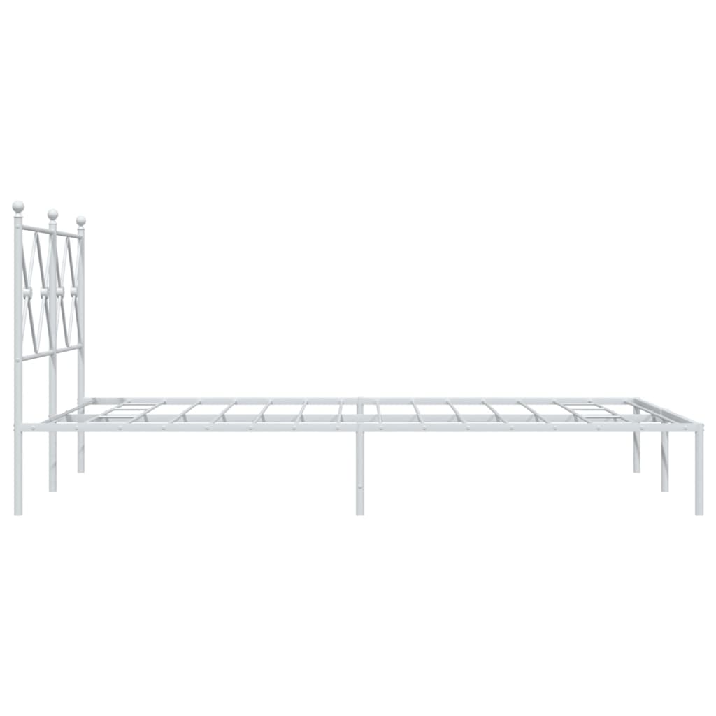 Bed frame with headboard metal white 120x200 cm
