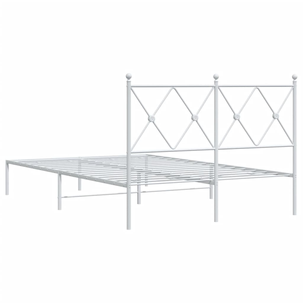Bed frame with headboard metal white 120x200 cm