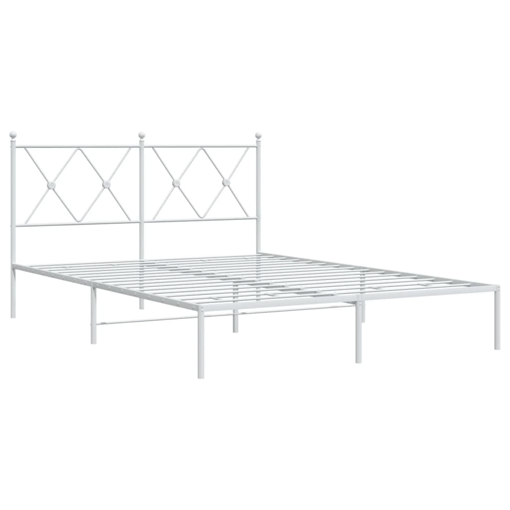Bed frame with headboard metal white 135x190 cm