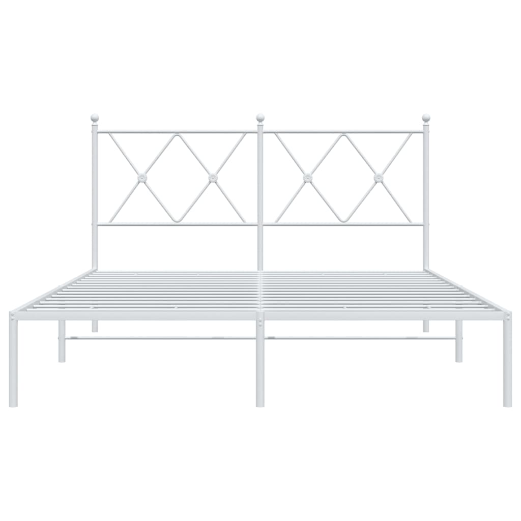 Bed frame with headboard metal white 135x190 cm