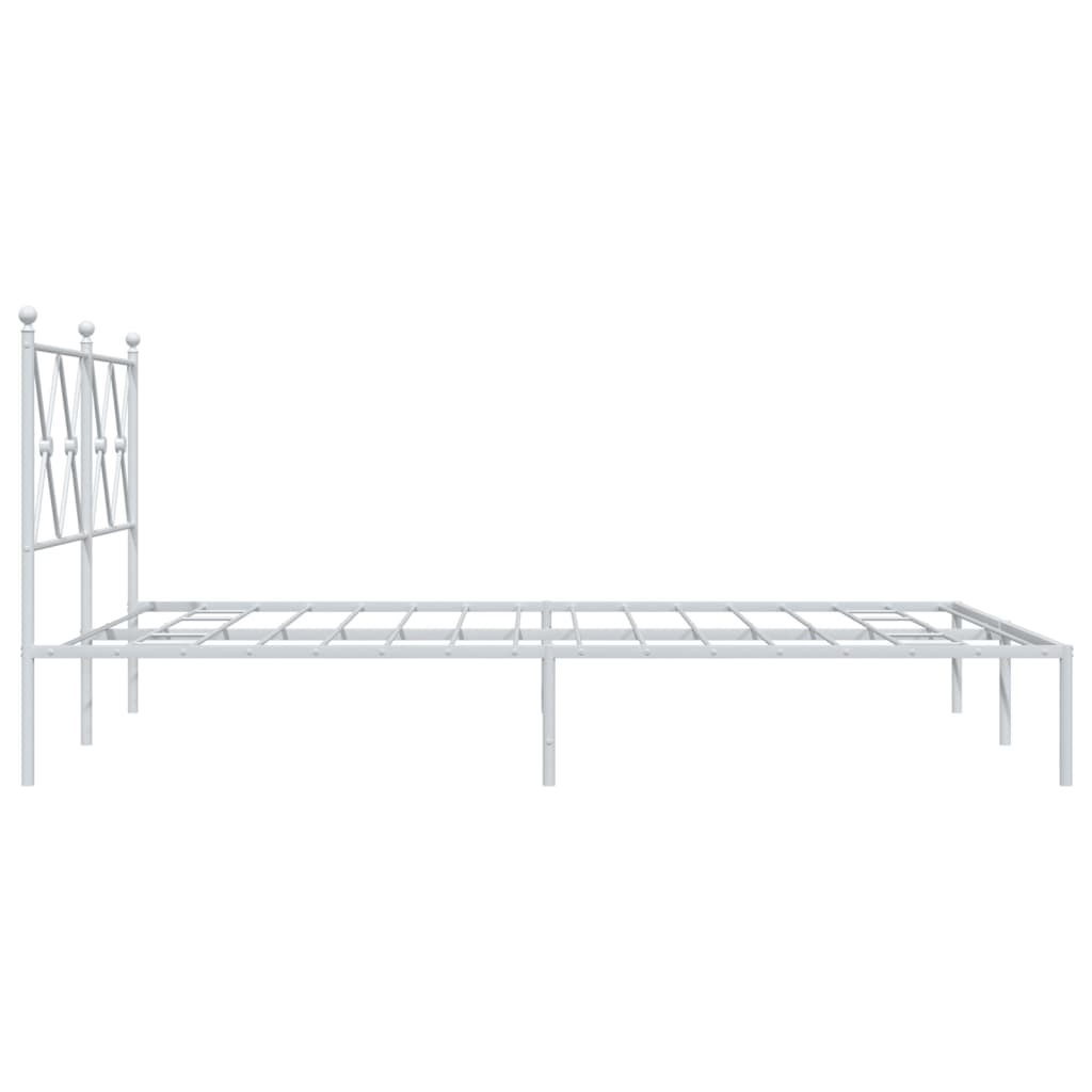 Bed frame with headboard metal white 135x190 cm