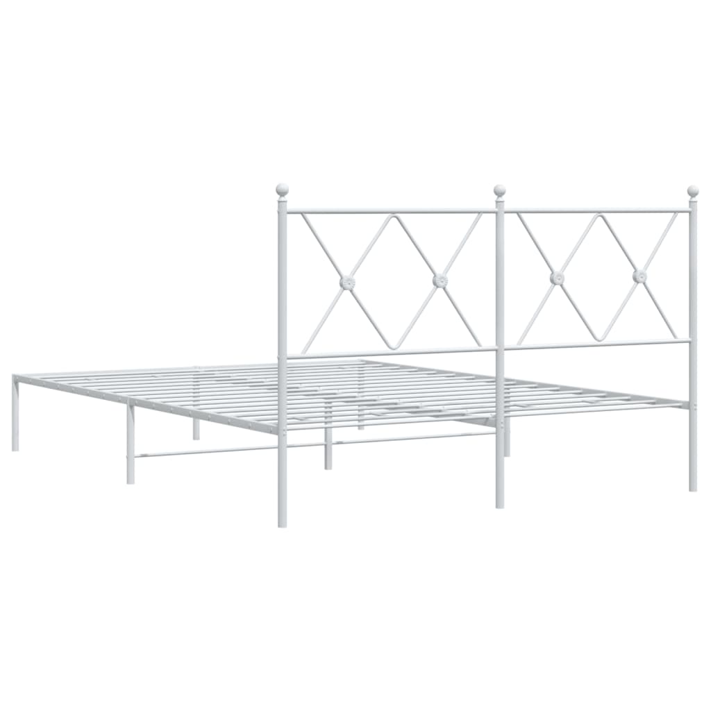 Bed frame with headboard metal white 135x190 cm