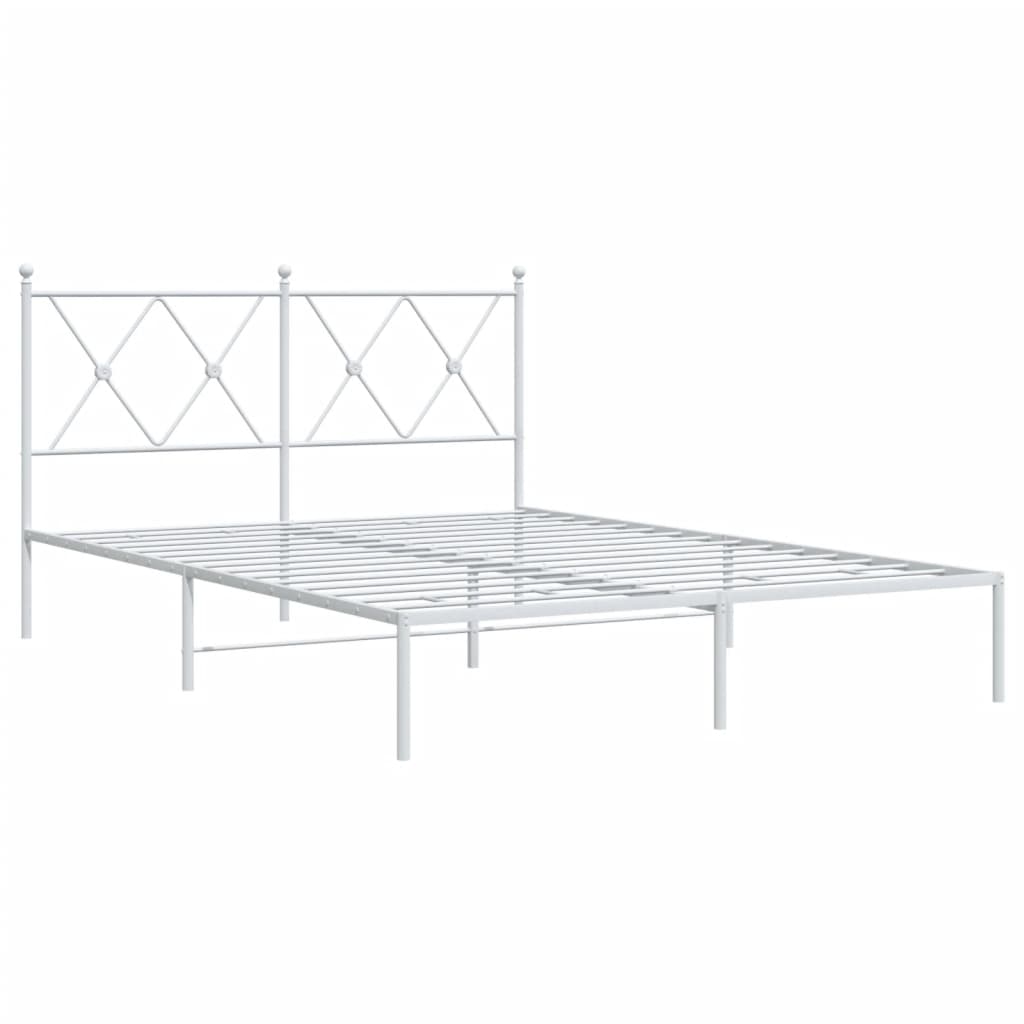Bed frame with headboard metal white 140x190 cm