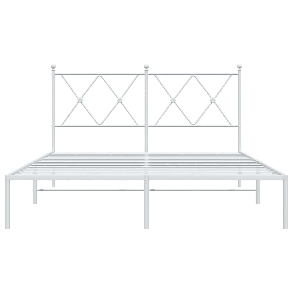 Bed frame with headboard metal white 140x190 cm