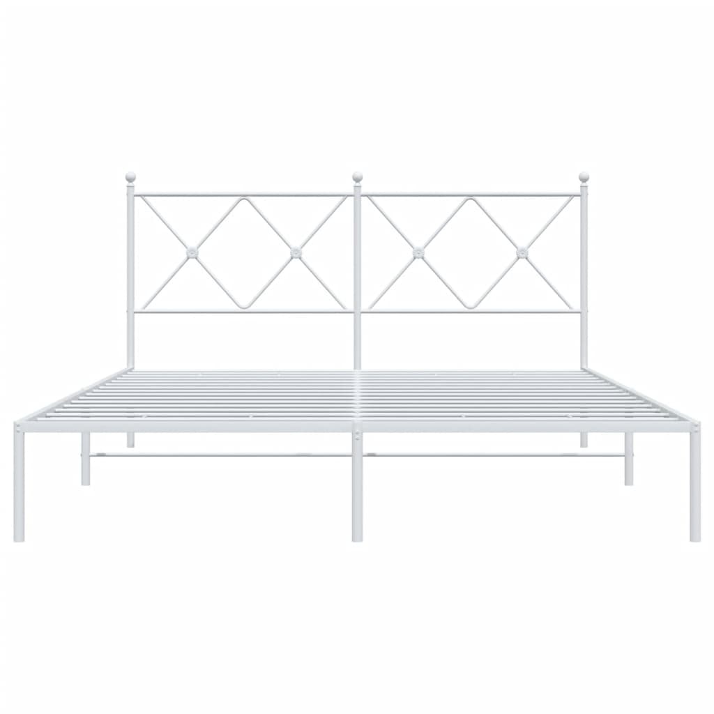 Bed frame with headboard metal white 160x200 cm