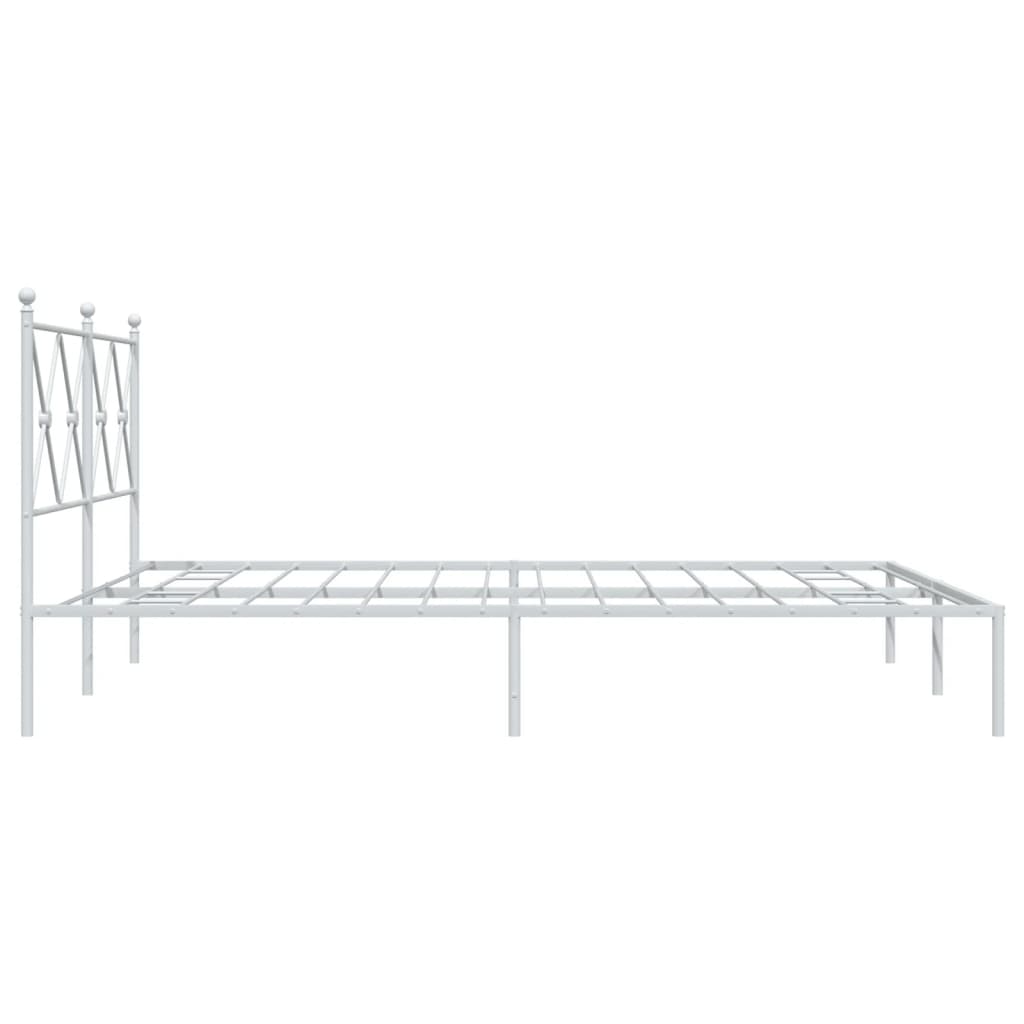 Bed frame with headboard metal white 160x200 cm
