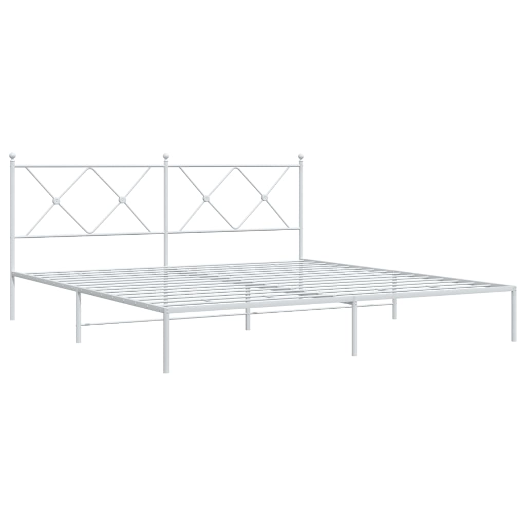 Bed frame with headboard metal white 180x200 cm