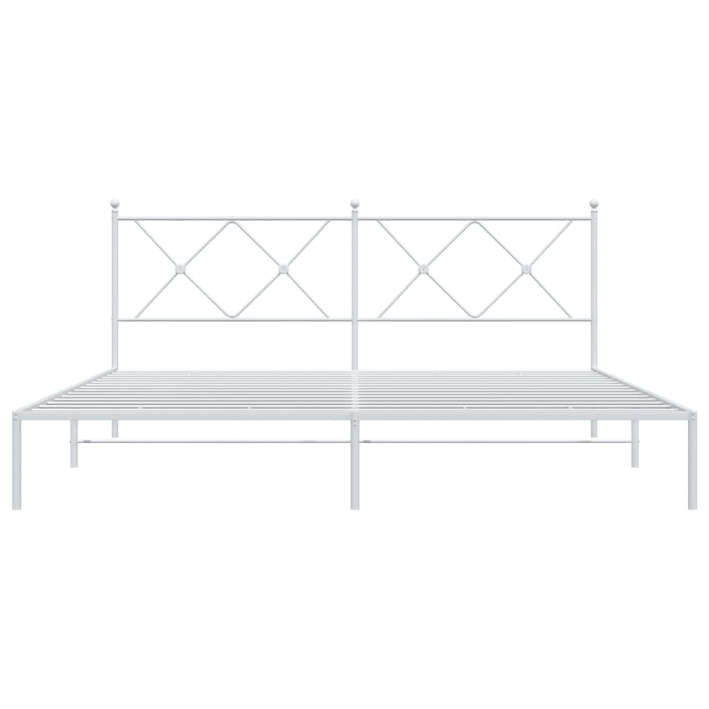 Bed frame with headboard metal white 180x200 cm