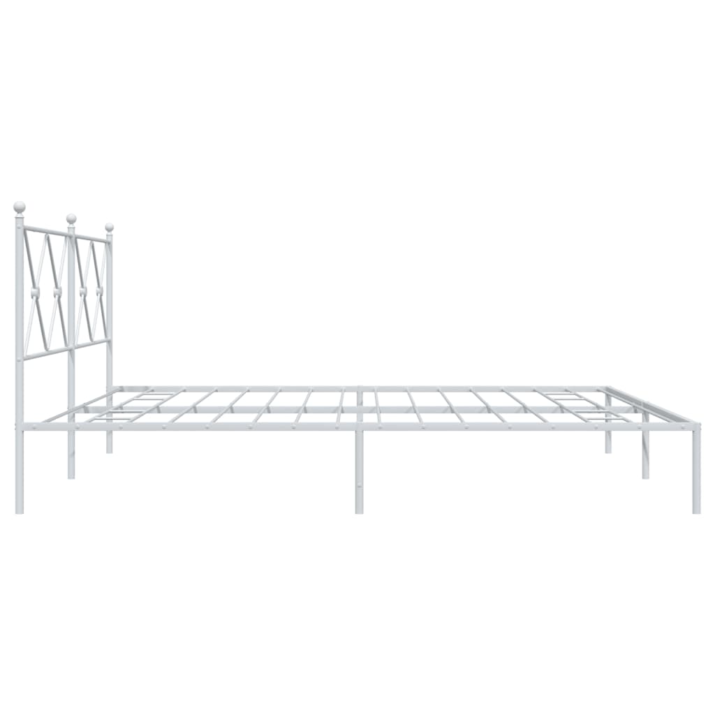 Bed frame with headboard metal white 180x200 cm