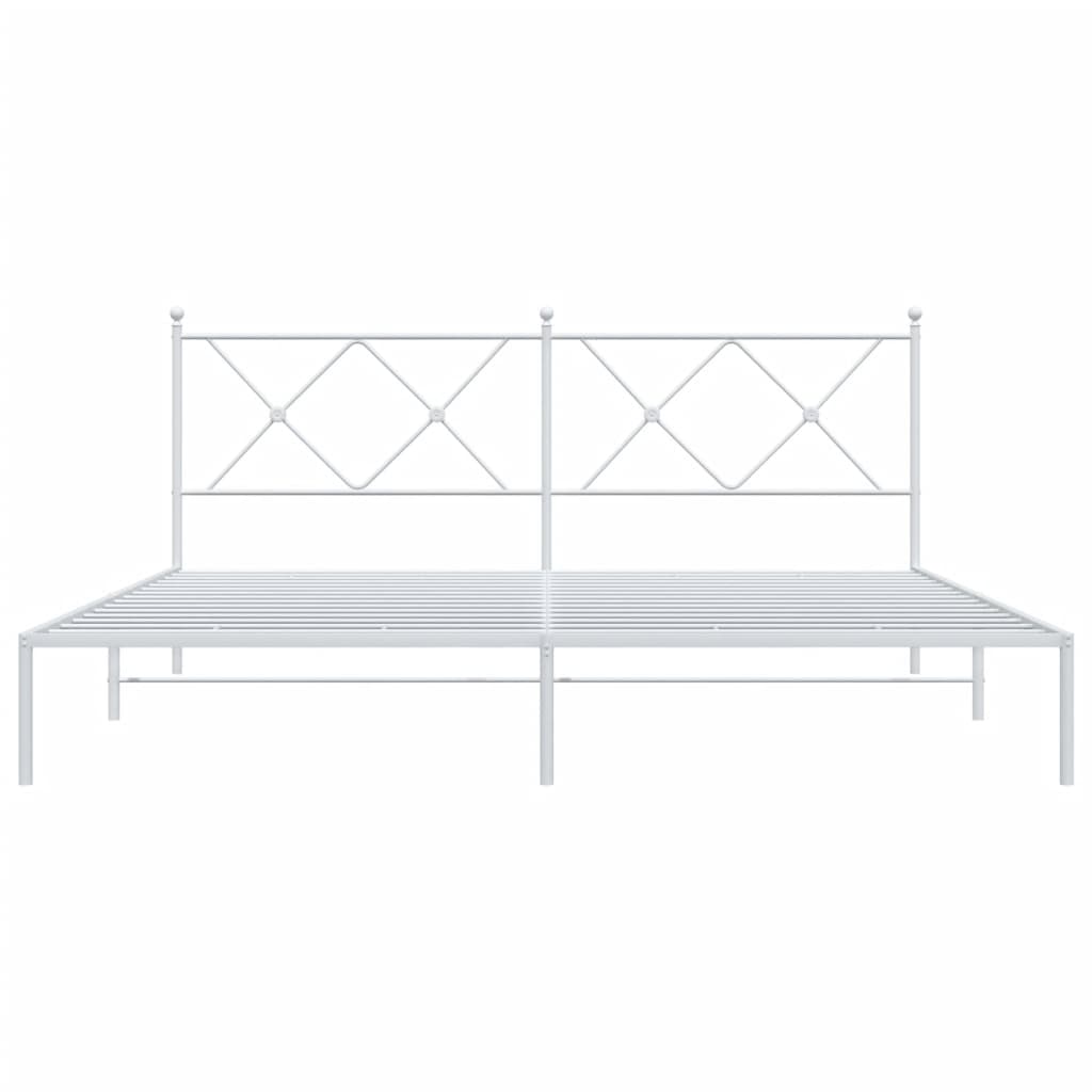 Bed frame with headboard metal white 183x213 cm