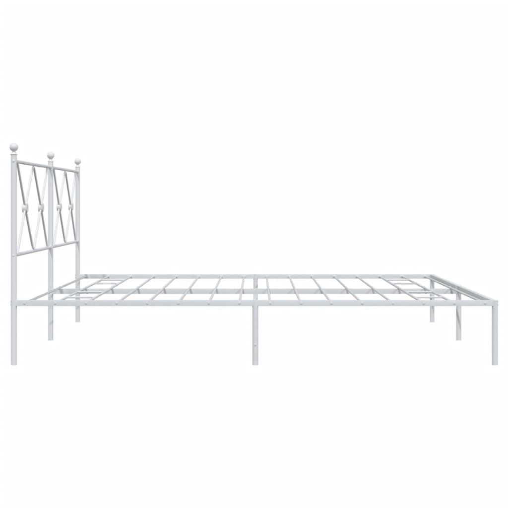 Bed frame with headboard metal white 183x213 cm