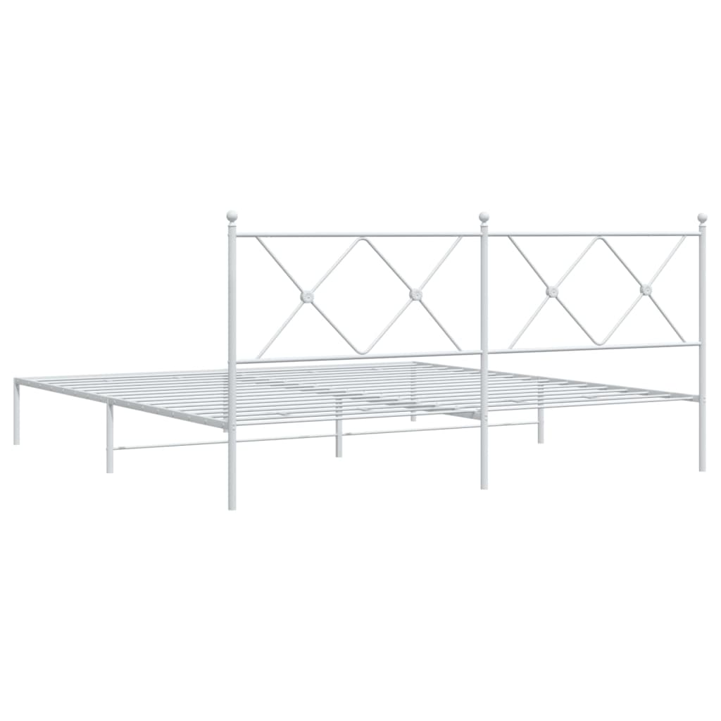 Bed frame with headboard metal white 183x213 cm