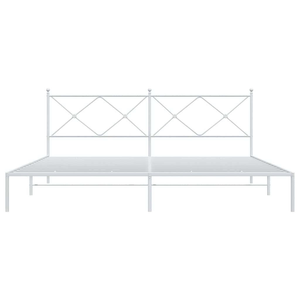 Bed frame with headboard metal white 193x203 cm