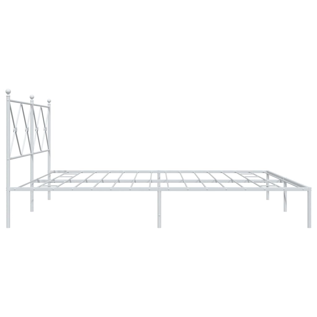 Bed frame with headboard metal white 193x203 cm