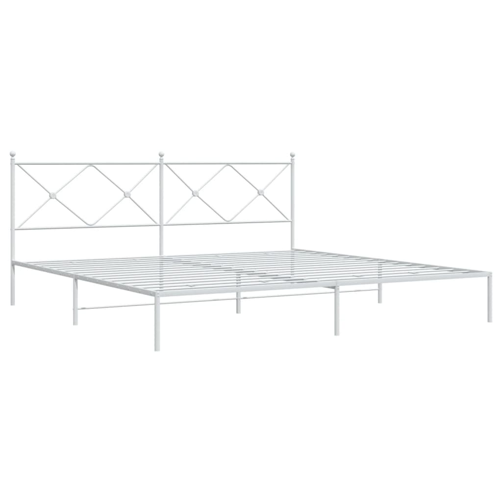 Bed frame with headboard metal white 200x200 cm