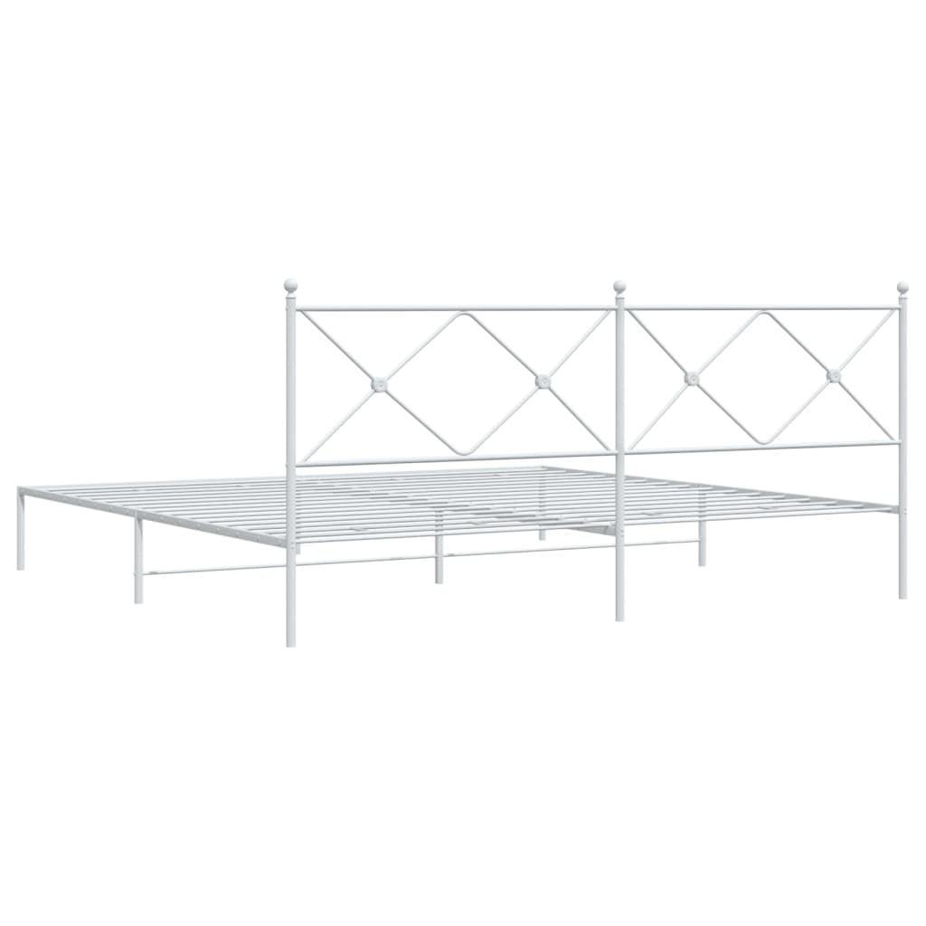 Bed frame with headboard metal white 200x200 cm
