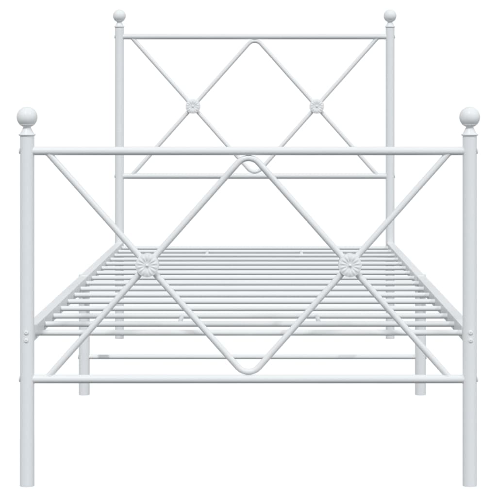 Bed frame with head and footboard metal white 80x200 cm