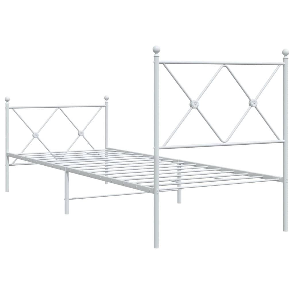 Bed frame with head and footboard metal white 80x200 cm