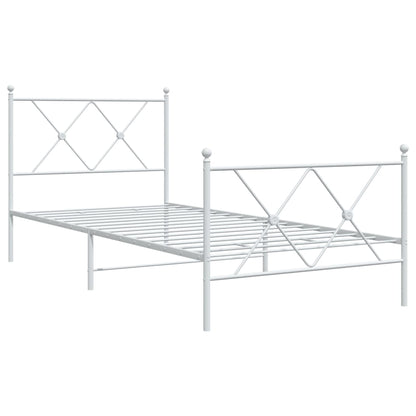 Bettgestell mit Kopf- und Fußteil Metall Weiß 90x190 cm