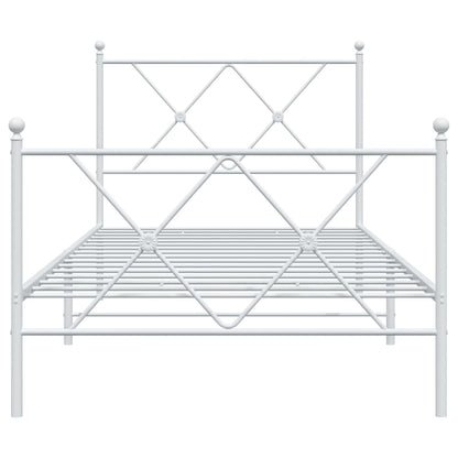 Bettgestell mit Kopf- und Fußteil Metall Weiß 90x190 cm