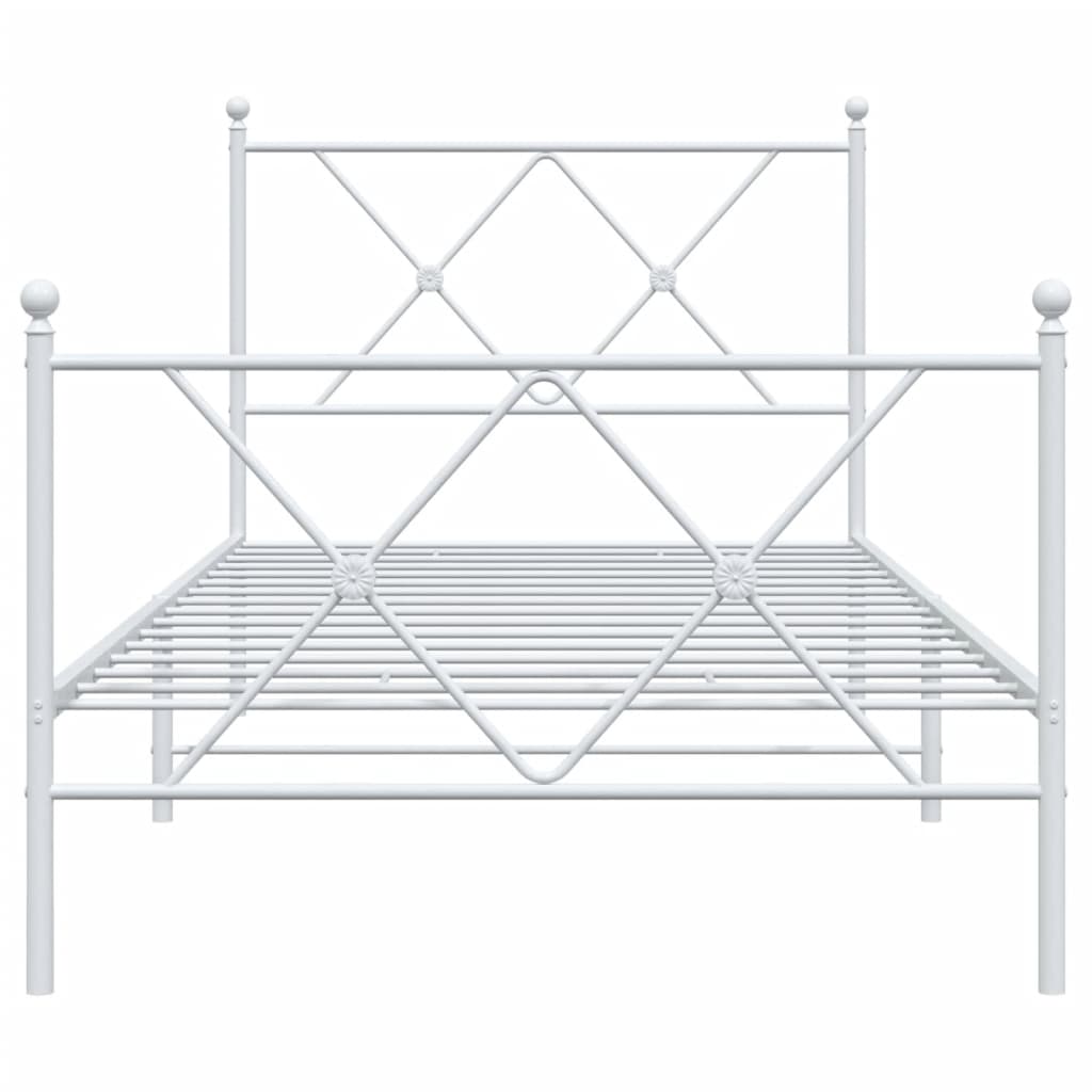 Bed frame with head and footboard metal white 90x200 cm