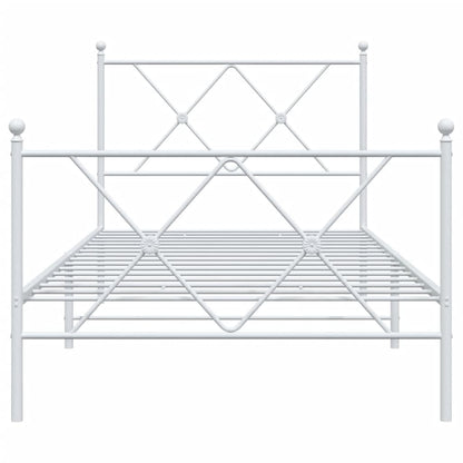 Bettgestell mit Kopf- und Fußteil Metall Weiß 90x200 cm