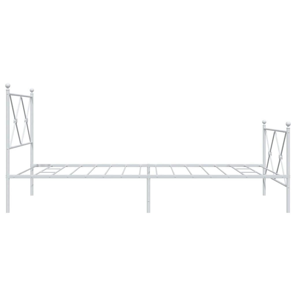Bed frame with head and footboard metal white 100x190 cm