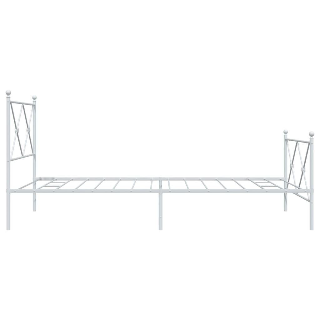 Bed frame with head and footboard metal white 100x200 cm