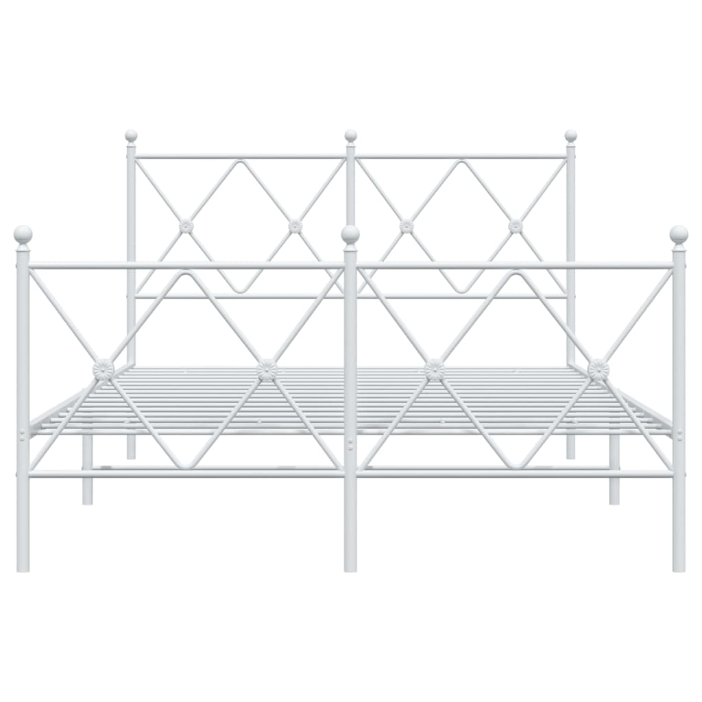 Bed frame with head and footboard metal white 120x190 cm