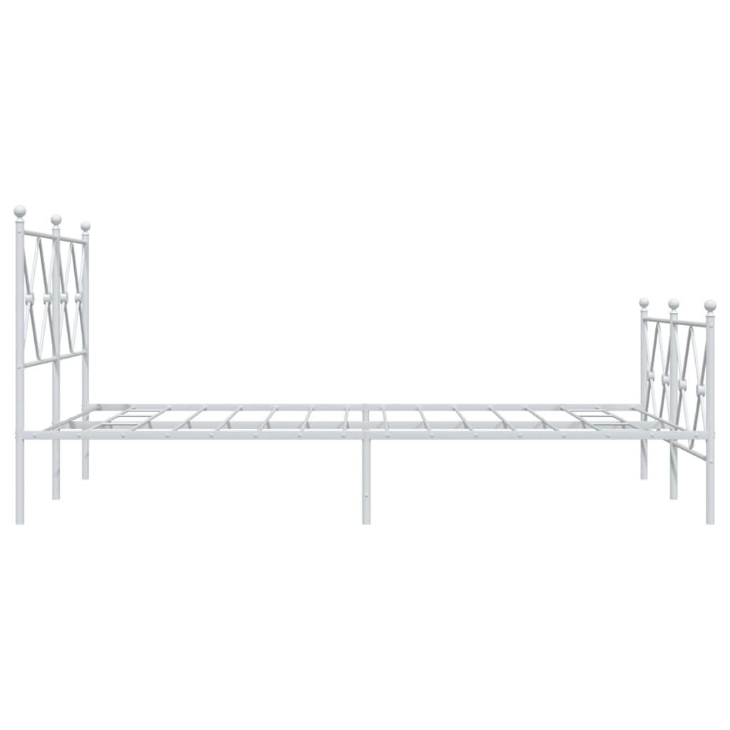 Bed frame with head and footboard metal white 120x190 cm
